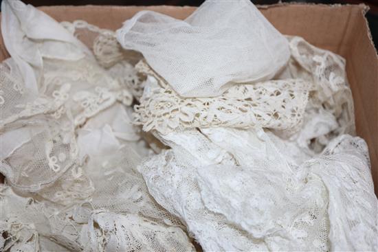 A collection of 19th century laces, tape lace, Irish crochet, Honiton, etc.